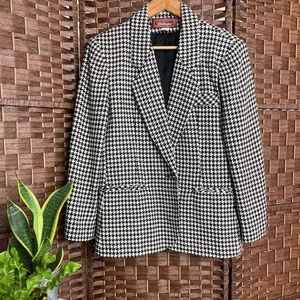 Vintage Houndstooth Blazer | Wool Blend